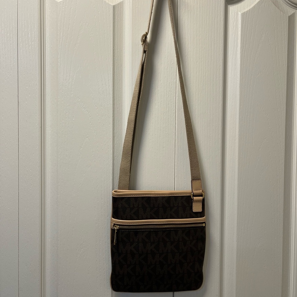 Michael Kors Black and Tan Messenger Bag